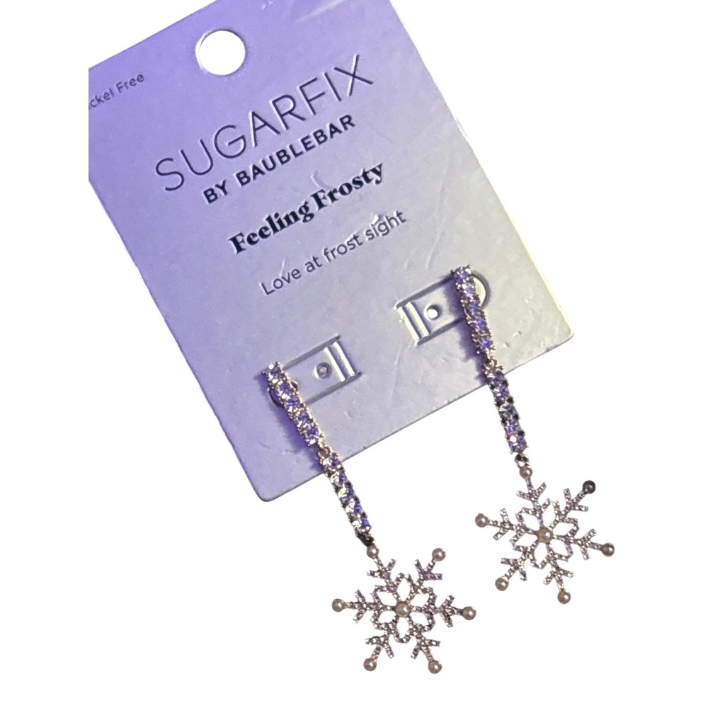 NEW Sugarfix by BaubleBar Silver Rhinestone Snowflake Earrings Feeling Frosty